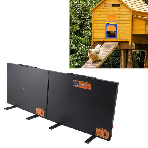 150W Foldable Chicken Coop Heater with 2 Heating Plates, Digital Display, Adjustable Temperature for Pets, Wall Mounted or Standing (L)
