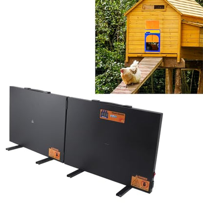 150W Foldable Chicken Coop Heater with 2 Heating Plates, Digital Display, Adjustable Temperature for Pets, Wall Mounted or Standing (L)