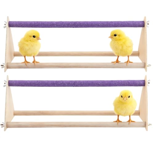 HOZEON 2PCS Wooden Chick Perch Stand, Training Chicken Perches Roosting Bar, Wood Chicken Roosting Bar Perch for Chicks, Parrot, and Birds
