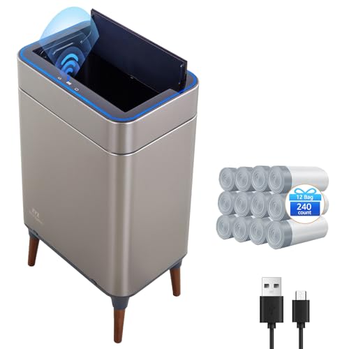 Automatic Trash Can Touchless 13 Gallon / 50L, Motion Sensor Trash Can with USB Rechargeable, Butterfly Soft-Close Lid & Ozone Sanitizing, Automatic Garbage Can for Kitchen (Includes 240 Trash Bags) - color: 240 Count Trash Bags