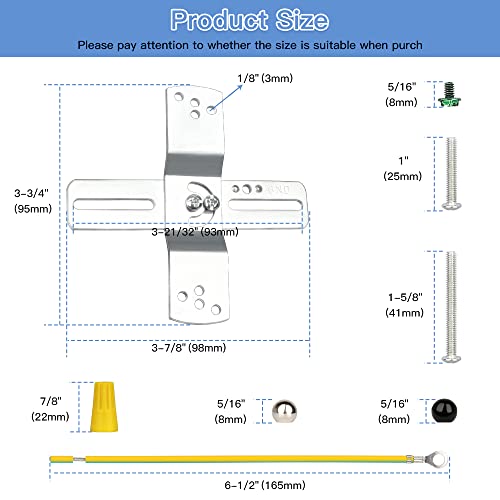 Helunsi 2 Sets Light Fixture Mounting Bracket, 4 inch Universal Crossbar for Lighting, Ceiling Fan Mounting Plate, Steel Crossbar Rotatable, Mounting Cross Brackets with Complete Accessories - 4"
