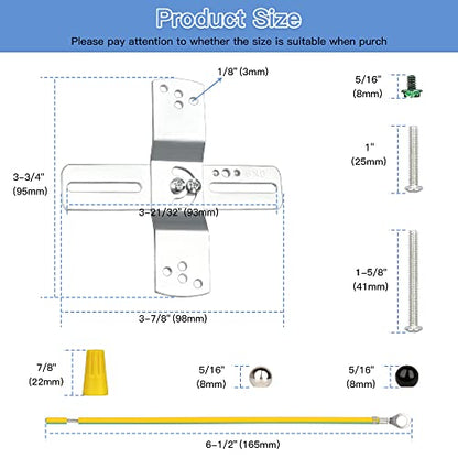 Helunsi 2 Sets Light Fixture Mounting Bracket, 4 inch Universal Crossbar for Lighting, Ceiling Fan Mounting Plate, Steel Crossbar Rotatable, Mounting Cross Brackets with Complete Accessories - 4"