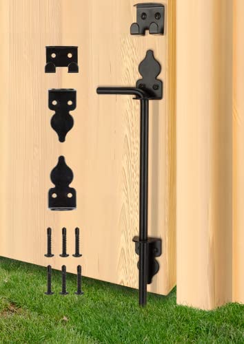 18" Heavy Duty Cane Bolt Gate Drop Rod Hardware Ground Latch for Wood PVC Vinyl Metal Fences Gates, Double Doors, Black Solid Steel -1 Pack - color: 1 PACK, size: 18 Inch