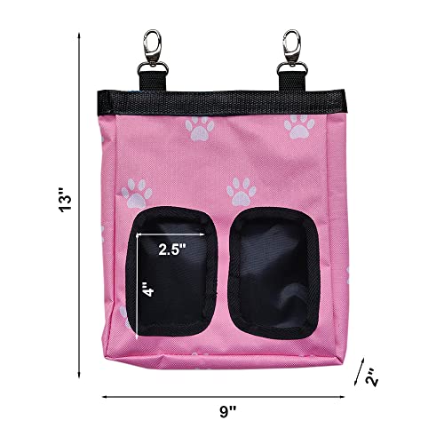 Guinea Pig Hay Feeder, Hanging Rabbit Hay Feeder Bag for Guinea Pigs Bunnies Chinchillas. Pink Paws - color: Pinkpaws