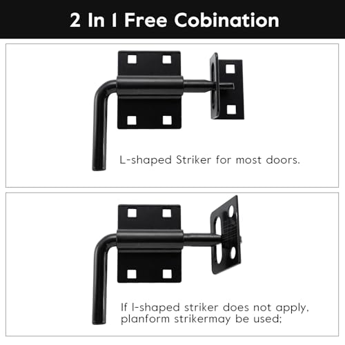 HOME MASTER HARDWARE Heavy Duty Slide Bolt Gate Latch, Sliding Bolt Door Latch Gate Lock Hardware with Padlock Hole, 2 in 1 Barrel Bolt Latch for Wooden Fence/Shed Door/Yard Door/Barn Door, Black