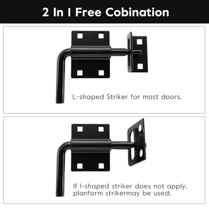 HOME MASTER HARDWARE Heavy Duty Slide Bolt Gate Latch, Sliding Bolt Door Latch Gate Lock Hardware with Padlock Hole, 2 in 1 Barrel Bolt Latch for Wooden Fence/Shed Door/Yard Door/Barn Door, Black