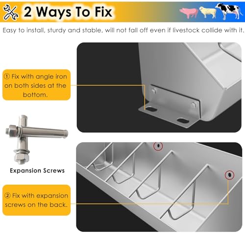 Stainless Steel Livestock Trough - 150cm Durable Feed Container for Farm Animals, Versatile Hanging & Ground Mount, Easy to Clean, Efficient Feeding Solution - size: 150cm Long/5 Bits