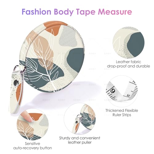 Sewing Tape Measure，Colour Printed Small Retractable Soft Measuring Tape for Tailor Cloth Fabric Body Measurements. - color: Bohemian Leaves