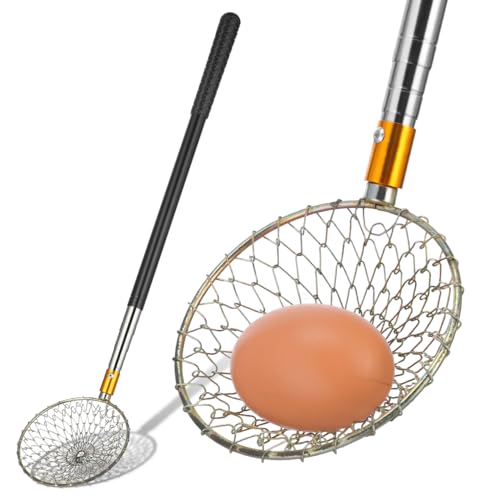 Garneck Egg Grabber for Chicken Coop - Extendable Peanut Picker with Stainless Steel Long Handle Picking Tool Reacher Separator for Nest Farm Potato Pecans Quail Poultry