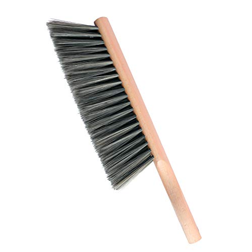 Soft Bristle Hand Brush Wood Handle for Bench Counter Shop 14" Gray | Foxtail dust brush for upholstery furniture cushion sofa bed and beach sand, Natural handheld broom for dustpan, Non-scratch - color: Gray