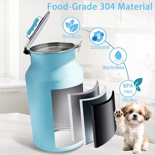 Dog-Cat Food Storage Container 40 lb/38 Qt Large Pet Food Bin with Airtight Lid, 304 Stainless Steel Construction & Scoop Included, Durable Metal Dog Food Storage for Dogs & Cats, Blue