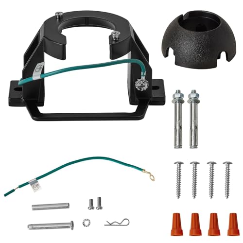 Ceiling Fan Mounting Bracket with Hanger Ball Set, Cast Aluminum Cathedral Ceilings Canopy Bracket and Universal Adapter for Indoor/Outdoor Fan Installation Use with Ground Wire & Mounting