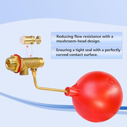 Pool Auto Fill Float Valve 3/8", Brass Water Level Valve for Pool & Pond | Automatic Water Control,Solid Brass Durability,Leak-Free Shut-Off,Leak-Free Shut-Off,125 PSI Rated
