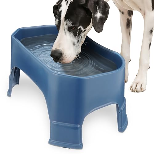 Neater Pet Brands Extra Large Water Bowl for Dogs, Elevated Outdoor Dog Water Bowl (2.25 Gallon XL Capacity), Big Trough Style Food Dish for Indoors or Outside, No Spill Large Dog Bowls, Dark Blue - color: Dark Blue, size: 2.25 Gallons