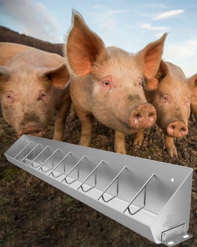 Livestock Feed Trough,5 8 10 Chamber Hog Feeders for Outside Heavy Duty, Low Height Pig Trough for Watering Equipment, Metal Feeder Pan for Livestock Cattle Horse, L 200CM/78.7"/6.5ft - size: L 200CM/78.7"/6.5ft