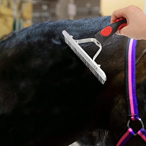Ipetboom Horse Grooming Rake Handle Comb for Cleaning of Horses Resistant Grooming Tool for Livestock Care Easy to Clean Non- Design