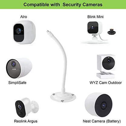 Mippko 2 Pack Camera Flexible Wall Mount Holder Compatible with Arlo/Blink/Reolink/Nest/Wyze/SimpliSafe Camera,Adjustment 8 inch Long Gooseneck Arm with Metal Base,1/4"-20 Threaded Screw,White - color: White