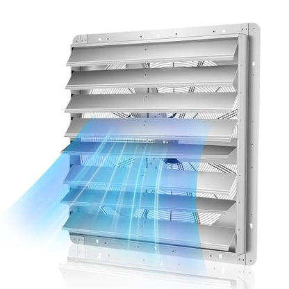 VEVOR 36'' Exhaust Fan, Wall Mounted Attic Fan with Variable Speed, 11000 CFM, Automatic Shutter, Ventilation and Cooling, Silver, Fan Only - size: 36 Inch