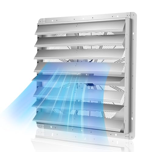 VEVOR 36'' Exhaust Fan, Wall Mounted Attic Fan with Variable Speed, 11000 CFM, Automatic Shutter, Ventilation and Cooling, Silver, Fan Only - size: 36 Inch