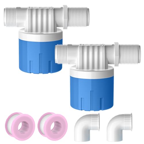 2 Pack 3/4 Float Valve for Water Tank,Aquapulse Water Float Automatic Water Level Control Aqua Pluse Trough Blue Plastic Float Valve Switch for Pool,Pond,Livestock(side inner) - size: 3/4" side inner