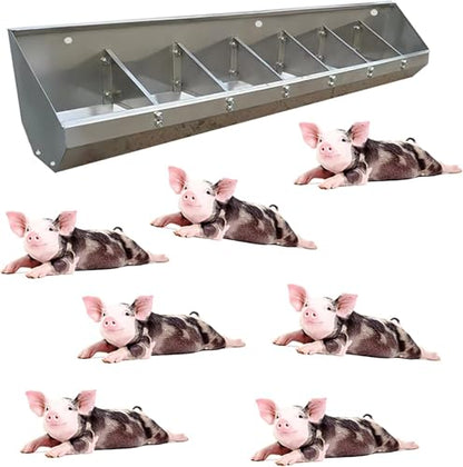 5 6 7 8 10 Bit Livestock Feeders for Outside/Indoor Farms/Sheds Pen, Large Capacity Pig Feeders and Waterers with Screws, Stainless Steel Poultry Animal Feed Troughs(1.2m/3.9ft 7bit) - size: 1.2m/3.9ft 7bit