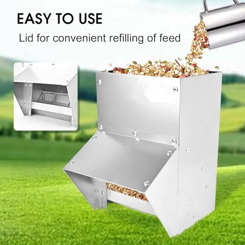 shengyi 11.5-55lbs Galvanized Chicken Feeder - Rat Proof Poultry Feeder with Lid Weatherproof Outdoor Coop Food Dispenser (11.5lbs 8.3x6.3x12.9in) - size: 11.5lbs 8.3x6.3x12.9in