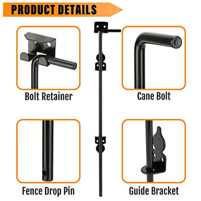 18" Heavy Duty Cane Bolt Gate Drop Rod-Steel Gate Ground Latch Designed for Wood Metal Vinyl Gates or Double Doors Fence Applications - size: 18 Inch-1 Pack