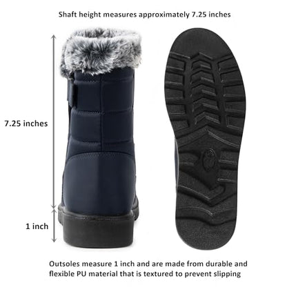 Alpine Swiss Lexie Women’s Snow Boots | Waterproof Faux Fur Lined | Warm Cozy Winter Booties | Anti-Slip Sole | Stylish Outdoor Shoes - color: Navy, size: 5