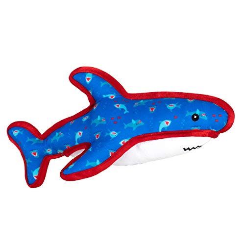 The Worthy Dog Chomp Shark Chew Toy Red/Blue, Fun Fetch Play with Squeaker for Dogs Durable Material for Aggressive Chewers - Large - color: Chomp - Blue, size: Large