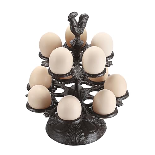 Heavy Duty Cast Iron Egg Holder Countertop - Vintage Eggs Holder Stand for Fresh Eggs, Retro Egg Stroage Rack, Easter-Egg Display Holder for Kitchen & Dinning Countertop Decor