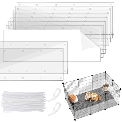 UNIFAMILY 10Pcs Flexible 0.8mm Pet Cage Guard Liners Clear, 14”×4.5” Guinea Pig Cage Side Lining,Scatter Guard for Cage, Rabbit Urine Guard Sheet, Cage Liner Protection,Small Animal Cage Accessories
