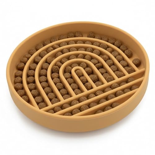 Should We Go? Slow Feeder Dog Bowls - Medium Size Silicone Slow Eating Dog Bowl for Puppies & Dogs with Suction Cup -Dishwasher-Safe, Lick Mat Design, Reduces Gulping,for All Breeds,7.5”x1.5”- Honey - color: Honey - Rainbow Design, size: Medium (7.5” Acro