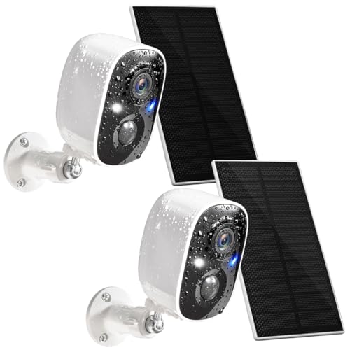 GMK Solar Security Cameras Wireless Outdoor, with Solar Panel 2K Color Night Vision Motion Detection 2-Way Talk Battery Powered WiFi Home Indoor Camera IP65 Weatherproof Cloud/SD Storage 2-Pack - size: 2 Count Solar (Pack of 1)