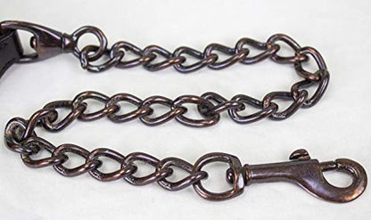 Derby Originals Bronze Beauty Premium Round Rolled Leather Cattle Show Halter with Matching Chain Lead - color: Black, size: Medium (650-1050lbs)