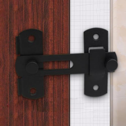 Alipis 2pcs Stainless Steel Door Latch Lock with Safety Security for Pet Cage and Barn Gate, Large Matte Black Heavy-Duty Door Buckle Suitable for Home and Outdoor Fence Use