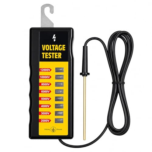 Electric Fence Voltage Tester, Max 2000V-12kV Portable Fence Tester, Neon Lights Testing Tool Fault Finder for Farm - color: Yellow 12Kv