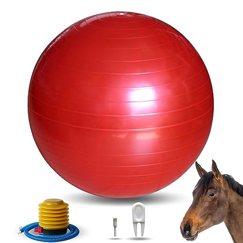17-Inch Horse Balls Mega Equine Ball for Play Training Horse Soccer Ball Anti-Burst Herding Balls for Horses Goat Donkey - color: Red