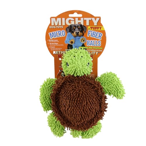 MIGHTY® 2 Pack Microfiber Medium Turtle Dog Toys | Ultra Durable Plush Toy with Multiple Layers & Reinforced Seams , Washable and Floats , Mighty® Construction - color: 2PK Green Brown Turtle