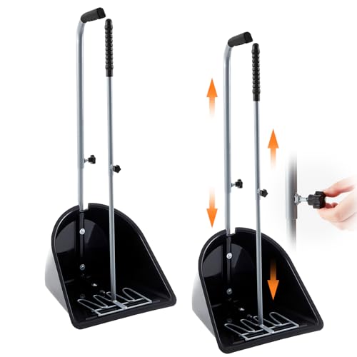 Maxdot 2 Sets Adjustable Manure Scoop and Shovel, Horse Dog Poop Scooper and Manure Rake, Adjustable Handle for Stables, Dog Kennel, Chicken Coop Cleaning & Garden Composting