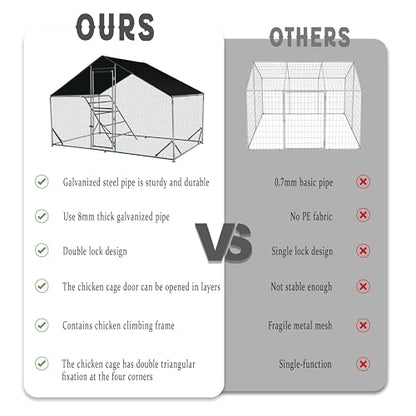 XCL Large Metal Chicken Coop, 6.5×10×6.5FT Walk-in Chicken Run, Spire Roof Poultry Cage with Waterproof Anti-UV Cover, Roosting Perch Outdoor Backyard Farm Enclosure for Duck Chicken (1-Unit Coop) - size: 118.0"L x 76.0"W x 78.0"H