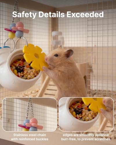Hanging Foraging Chew Toy Interactive Treat Dispenser, Small Animal Cage Enrichment Puzzle Feeder for Rats, Guinea Pigs, Gerbils, Easy to Disassemble & Clean