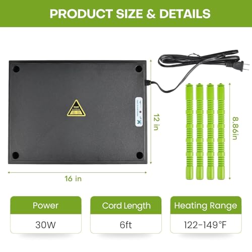 Chick Brooder Heater Plate, 12"x16" Warmer Brooder Plate for Chicks with Adjustable Height, 30W Temperature Control Brooder Heating Plate for 40 Baby Chicks Duck - size: 16.3"L x 12.0"W x 3.0"H