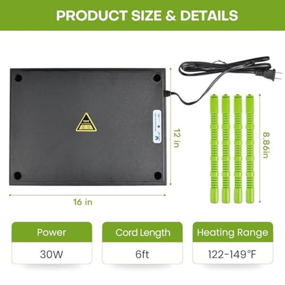 Chick Brooder Heater Plate, 12"x16" Warmer Brooder Plate for Chicks with Adjustable Height, 30W Temperature Control Brooder Heating Plate for 40 Baby Chicks Duck - size: 16.3"L x 12.0"W x 3.0"H