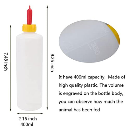 Goat Nipple and Bottles Set, 12 Pieces Small Animal Milk Drink Pritchard Nipple 2 Pieces 400 ml Lamb Feeding Bottle Kit for Feeding Sheep Goat Lamb Puppy (White 12) - color: White 12