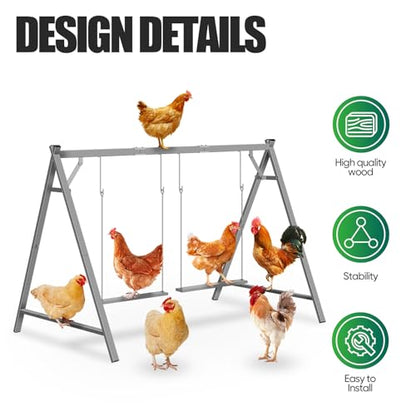 Chicken Perches with Swing, Chicken Roosting Bars for Coop Accessories, Activity Play Toys for Pet's Health & Happy