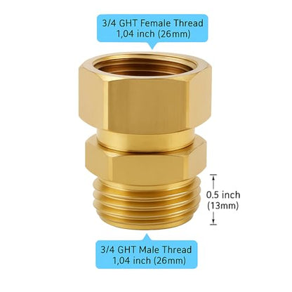 Upgraded No-Leak Easy-Rotate Garden Hose Swivel Connector, 3/4 GHT Brass Hose Swivel Connector, 360° Male to Female Hose Adapter, Anti-Kink Fitting with Washer and PTFE Tape - size: 3/4 GHT Swivel Connector