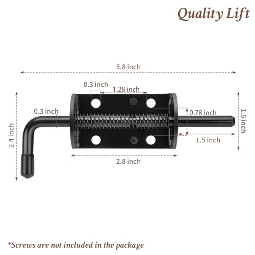 Spring Loaded Gate Latch Pin Barrel Bolt 6in Durable Solid Steel for Shed Doors Wood Metal Gate Black - 2pcs - style: Black 6in 2pcs