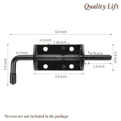 Spring Loaded Gate Latch Pin Barrel Bolt 6in Durable Solid Steel for Shed Doors Wood Metal Gate Black - 2pcs - style: Black 6in 2pcs