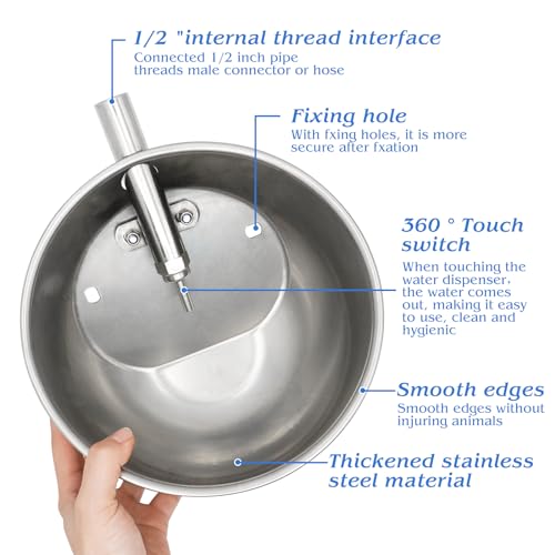 Automatic Pig Waterer System Stainless Steel,Automatic Waterer Water Bowl for Pig Hog Farm Animal Drinking Water Trough (Extra Large)