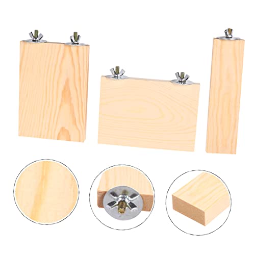 POPETPOP 3pcs Parrot Wood Platform Perches for Bird Cage Branch Stand for Animals Encourages Exercise and Coordination for Hamsters Mice and Parrots